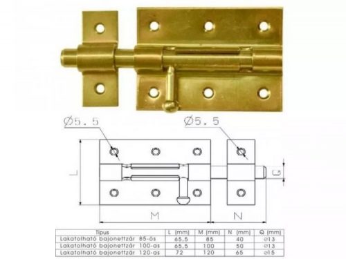 BAJONETT TOLÓZÁR HORG.  85 MM LAKATOLHATÓ/5 DB