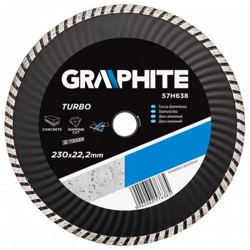 GYÉMÁNTVÁGÓ GRAPHITE  57H638 230MM TURBO HŰTŐB.