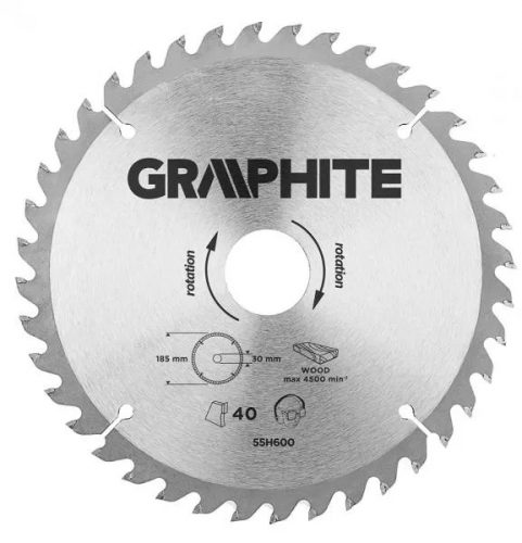 KÖRFŰRÉSZLAP GRAPHITE  55H600 185X30 Z 40 KEMÉNYFÉM