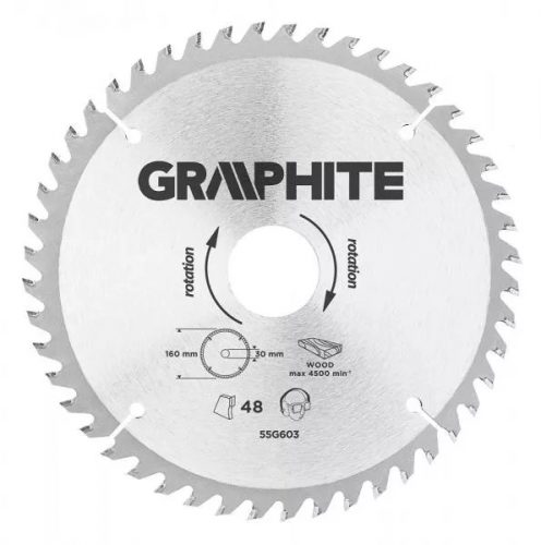 KÖRFŰRÉSZLAP GRAPHITE  55H603 160X30 Z 48 KEMÉNYFÉM