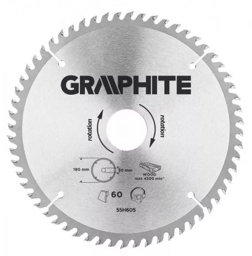 KÖRFŰRÉSZLAP GRAPHITE  55H605 180X30 Z 60 KEMÉNYFÉM