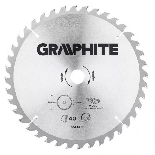 KÖRFŰRÉSZLAP GRAPHITE  55H606 300X30 Z 40 KEMÉNYFÉM