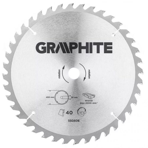 KÖRFŰRÉSZLAP GRAPHITE  55H608 400X30 Z 40 KEMÉNYFÉM