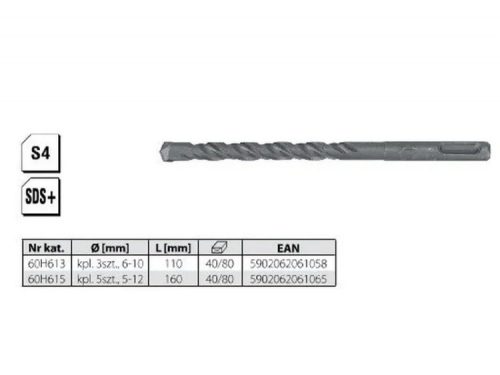 FÚRÓKÉSZLET TOP TOOLS 60H615 SDS+ 5-12 MM