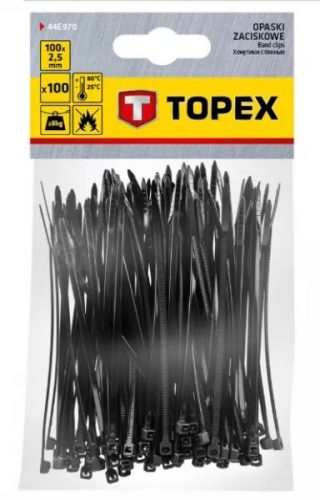 KÁBELKÖTEGELŐ TOPEX 44E970 2,5X100 MM/100 DB FEKETE